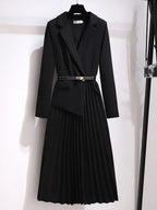Women's Blazer Midi Dress – Pleated Office Dress