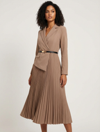 Women's Blazer Midi Dress – Pleated Office Dress
