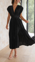 Women's Pleated Maxi Dress – Flowing Occasion Dress