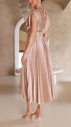 Women's Pleated Maxi Dress – Flowing Occasion Dress