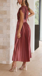 Women's Pleated Maxi Dress – Flowing Occasion Dress