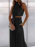 Women's Halter Pants Set – Satin Occasion Set
