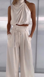 Women's Halter Pants Set – Satin Occasion Set