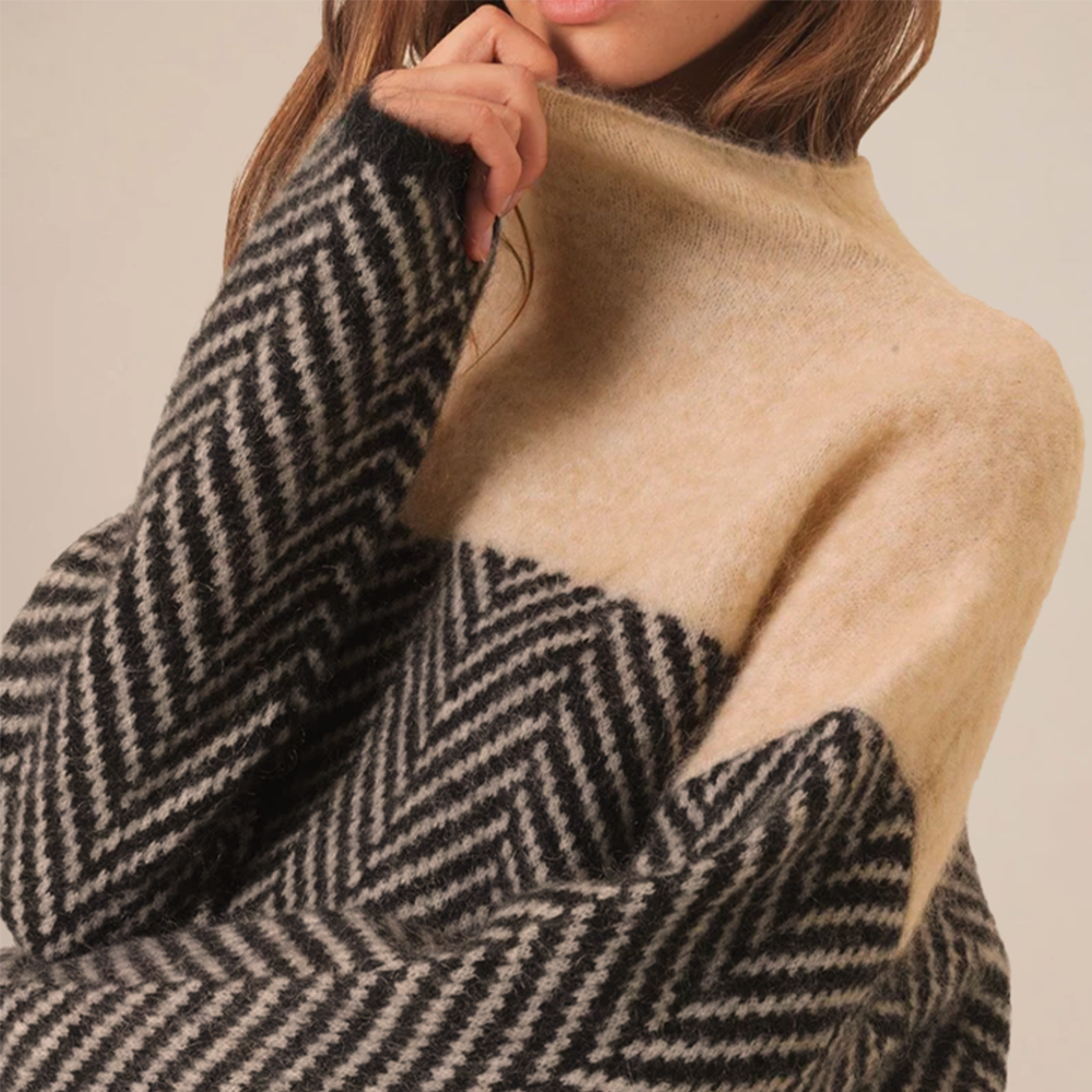 Women's High Neck Sweater – Relaxed Fit Winter Knit Sweater
