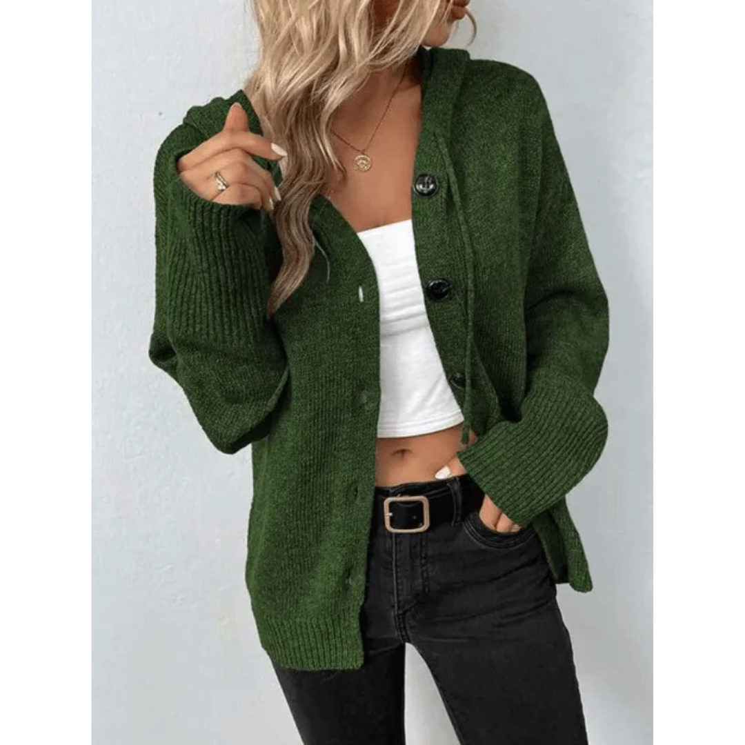 Women's Button Front Winter Cardigan – Thick Knit Long Sleeve Cardigan