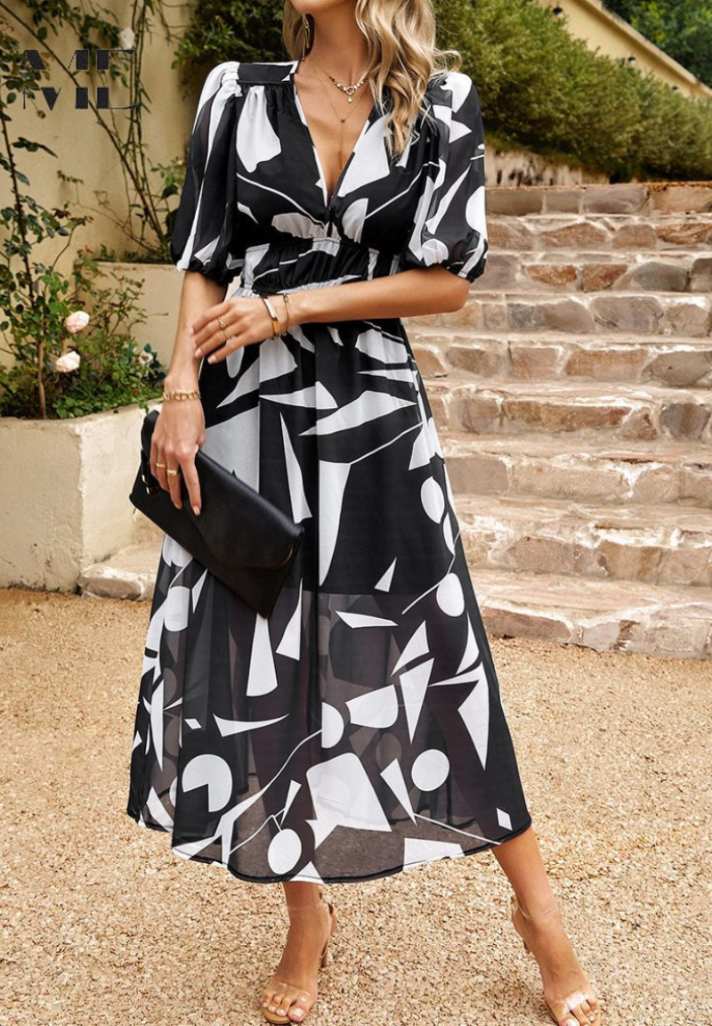Women's Floral Midi Dress – Elegant Occasion Dress – Elena