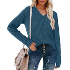 Women's V-Neck Tunic Sweater – Lightweight Long Sleeve Sweater