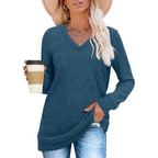 Women's V-Neck Tunic Sweater – Lightweight Long Sleeve Sweater