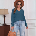 Women's V-Neck Tunic Sweater – Lightweight Long Sleeve Sweater