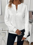 Women's Zip Front Sweater – Long Sleeve High Neck Knit Pullover