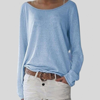 Women's Round Neck Sweater – Relaxed Long Sleeve Knit Sweater