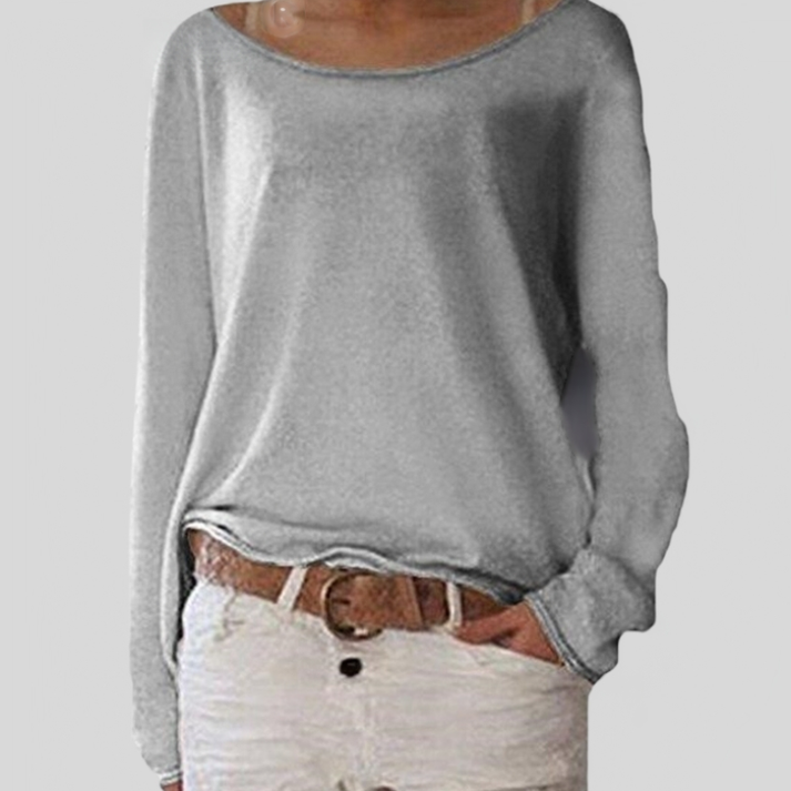 Women's Round Neck Sweater – Relaxed Long Sleeve Knit Sweater
