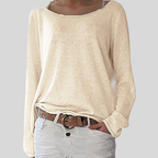 Women's Round Neck Sweater – Relaxed Long Sleeve Knit Sweater