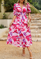 Women's Floral Midi Dress – Elegant Occasion Dress – Elena