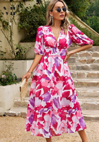 Women's Floral Midi Dress – Elegant Occasion Dress – Elena