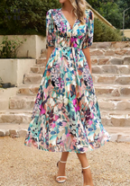 Women's Floral Midi Dress – Elegant Occasion Dress – Elena