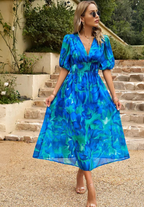 Women's Floral Midi Dress – Elegant Occasion Dress – Elena