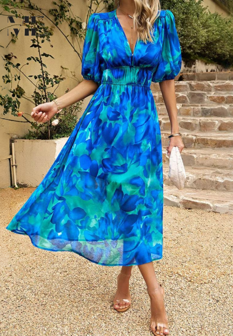 Women's Floral Midi Dress – Elegant Occasion Dress – Elena