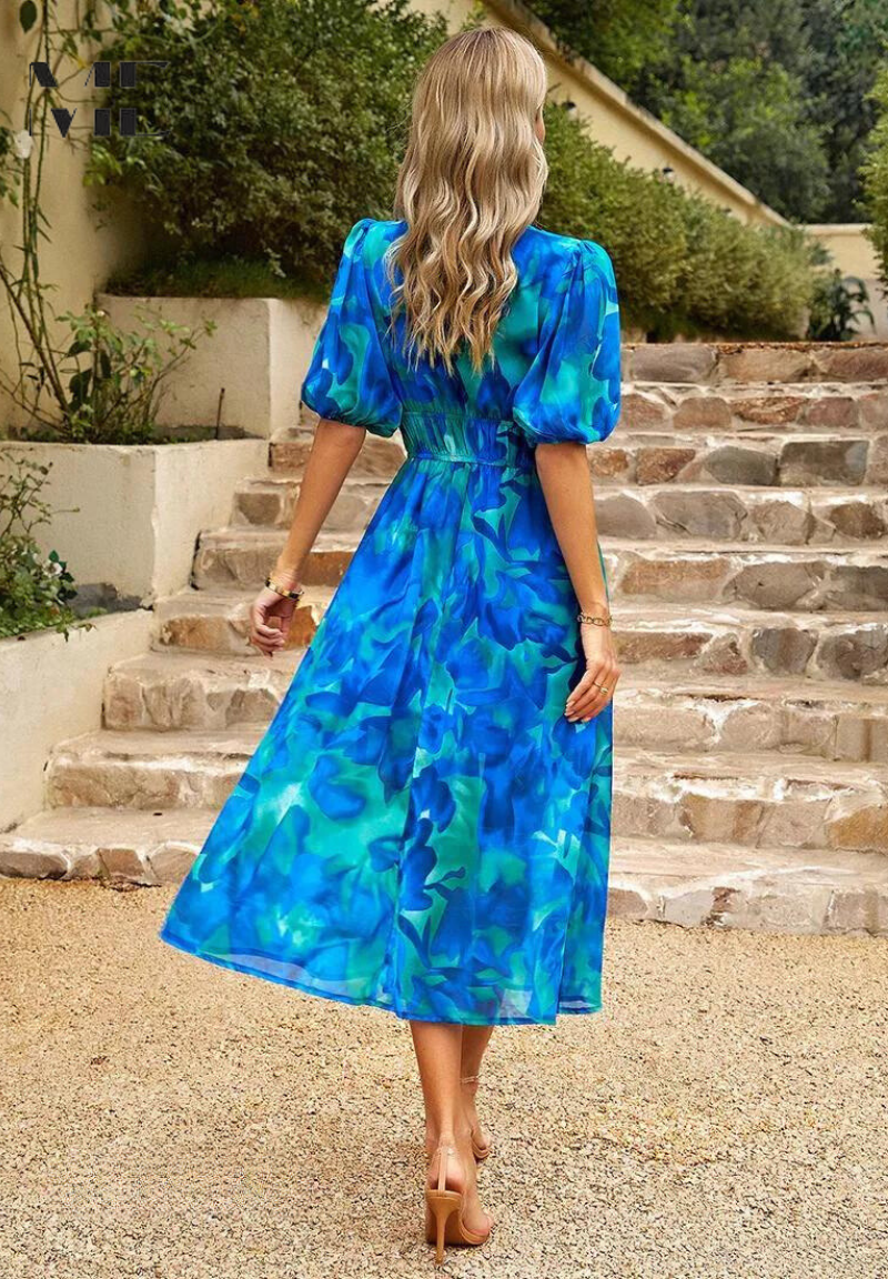 Women's Floral Midi Dress – Elegant Occasion Dress – Elena