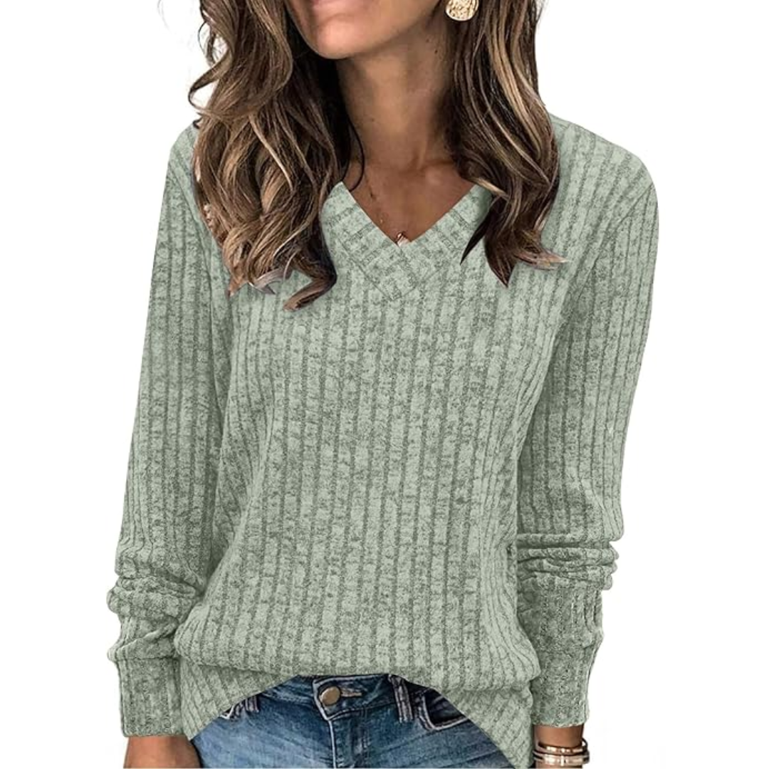 Women's V-Neck Tunic Sweater – Lightweight Long Sleeve Sweater
