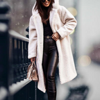Women's Fluffy Hooded Coat – Longline Cold Weather Winter Jacket