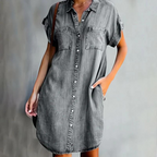 Women's Denim Look Midi Dress – Casual Everyday Dress – Mireya