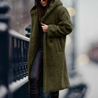 Women's Fluffy Hooded Coat – Longline Cold Weather Winter Jacket