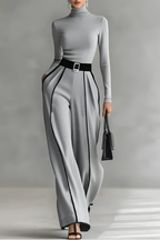 Women's Collared Wide Leg Jumpsuit – Tailored High Neck Evening Jumpsuit
