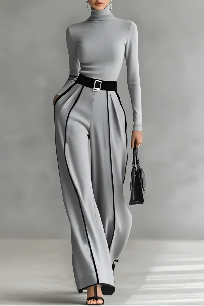 Women's Collared Wide Leg Jumpsuit – Tailored High Neck Evening Jumpsuit