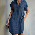 Women's Denim Look Midi Dress – Casual Everyday Dress – Mireya
