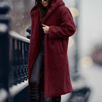 Women's Fluffy Hooded Coat – Longline Cold Weather Winter Jacket