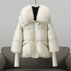 Women's Fur Collar Puffer Jacket – Hooded Long Quilted Jacket