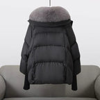 Women's Fur Collar Puffer Jacket – Hooded Long Quilted Jacket