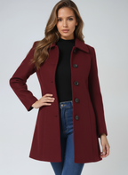 Women's Classic Button Coat – Tailored Long Sleeve Overcoat