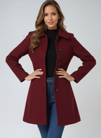 Women's Classic Button Coat – Tailored Long Sleeve Overcoat