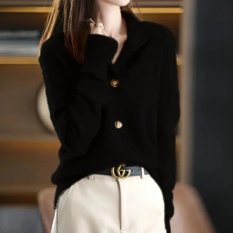 Women's Oversized Button Cardigan – Relaxed Ribbed Layering Cardigan