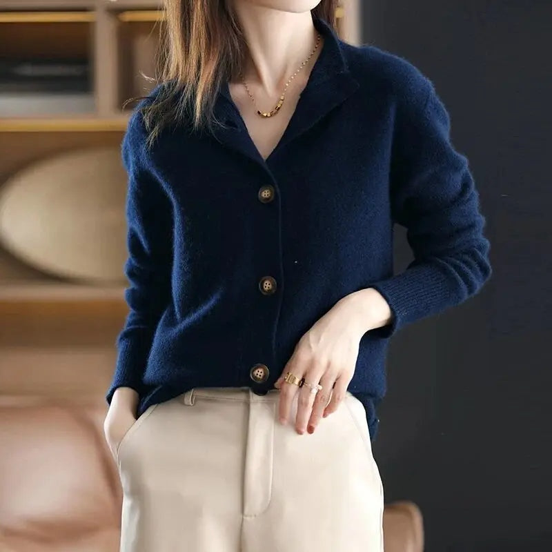Women's Oversized Button Cardigan – Relaxed Ribbed Layering Cardigan