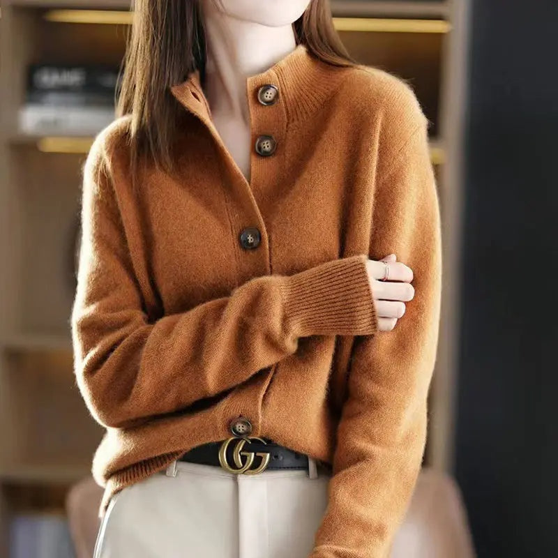 Women's Oversized Button Cardigan – Relaxed Ribbed Layering Cardigan