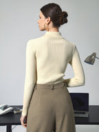 Women's Ribbed Polo Sweater – Collared Long Sleeve Knit Top