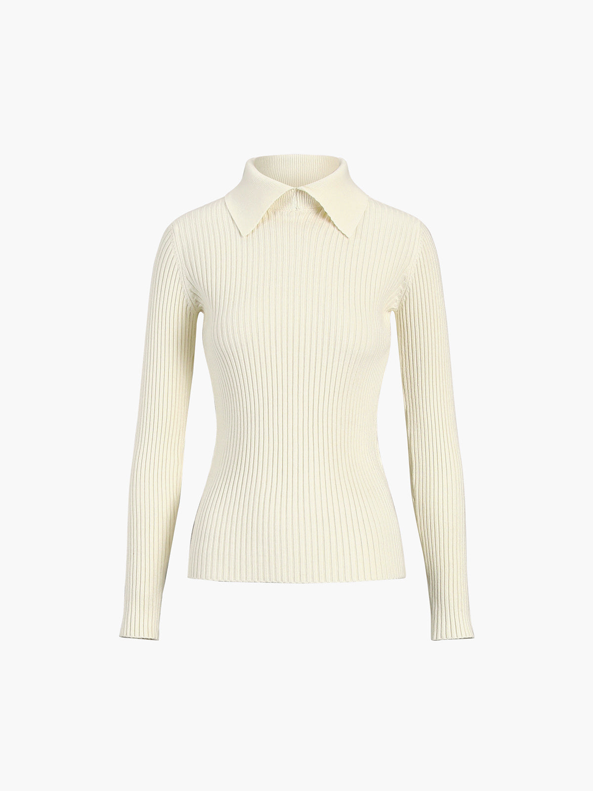 Women's Ribbed Polo Sweater – Collared Long Sleeve Knit Top
