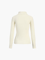 Women's Ribbed Polo Sweater – Collared Long Sleeve Knit Top