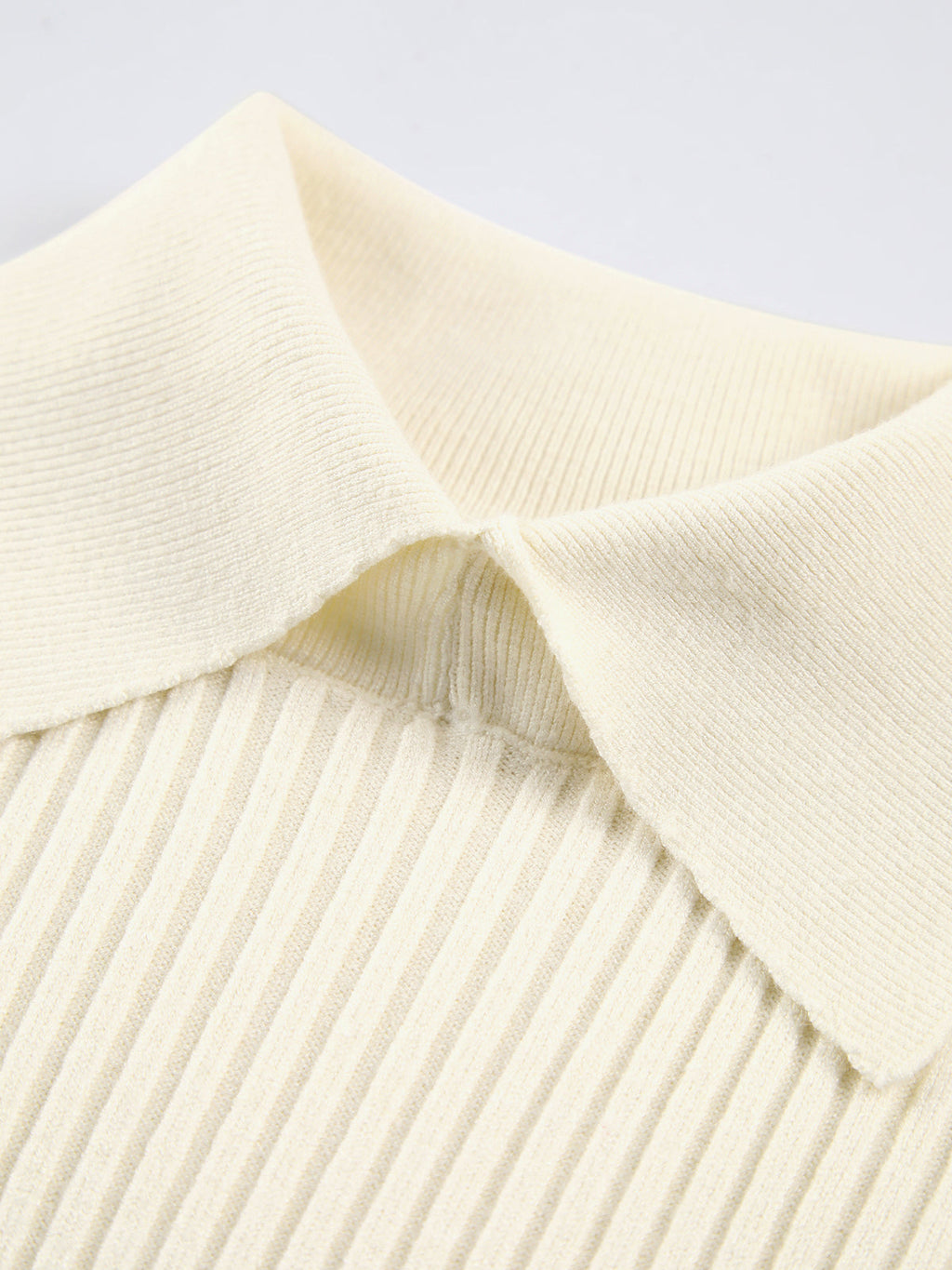 Women's Ribbed Polo Sweater – Collared Long Sleeve Knit Top