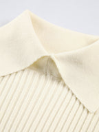 Women's Ribbed Polo Sweater – Collared Long Sleeve Knit Top