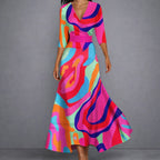 Women's Colourful Maxi Dress – Flowy Printed Summer Dress