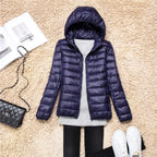 Women's Lightweight Down Coat – Packable Hooded Puffer Jacket