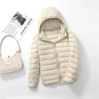 Women's Lightweight Down Coat – Packable Hooded Puffer Jacket