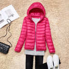 Women's Lightweight Down Coat – Packable Hooded Puffer Jacket