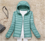 Women's Lightweight Down Coat – Packable Hooded Puffer Jacket