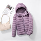 Women's Lightweight Down Coat – Packable Hooded Puffer Jacket