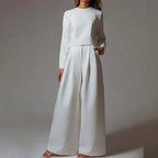 Women's Tailored Wide Leg Pants Set – Straight Top Two Piece Set